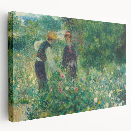 Side view of a stretched canvas featuring Pierre-Auguste Renoir’s impressionist painting, ideal for kitchen wall art.