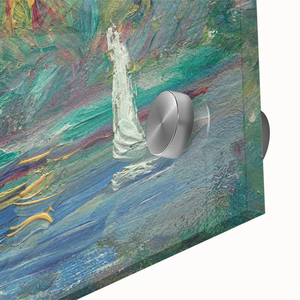 Large abstract wall art by Pierre-Auguste Renoir with vibrant colors on acrylic glass, ideal for dining room decor.