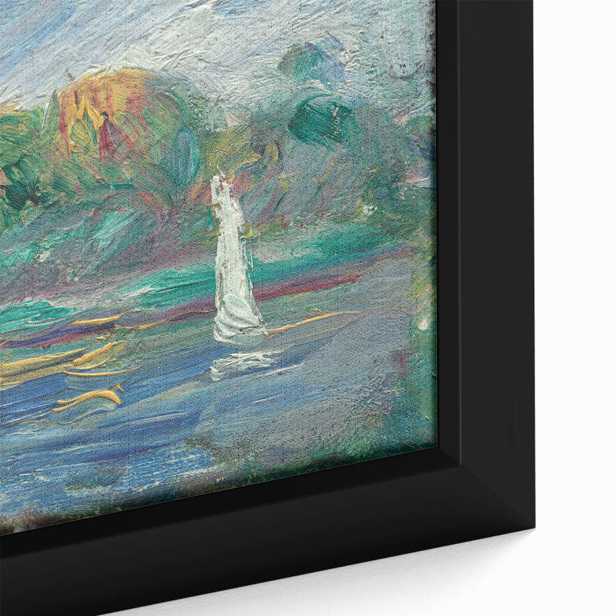 Extra large framed canvas featuring a close-up of textured, colorful art by Pierre-Auguste Renoir.