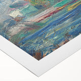 Art deco poster of a Pierre-Auguste Renoir painting, featuring soft pastel shades on rolled canvas.