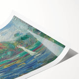 Extra large wall art featuring line art flowers in muted colors on rolled print, ideal for large living room wall decor.