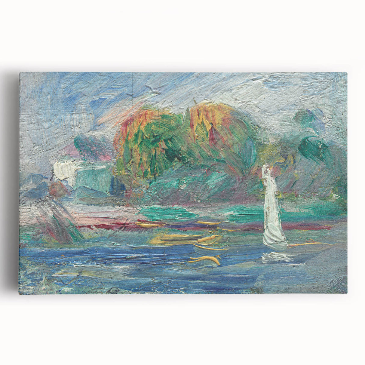 Black and white print of Pierre-Auguste Renoir's painting on stretched canvas, ideal for kitchen art.