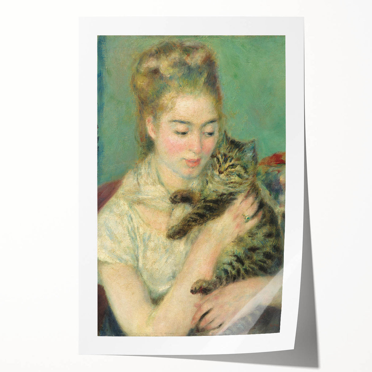 Rolled print of Pierre-Auguste Renoir's floral artwork with soft pastel hues, ideal for art wall dining room or bathroom.
