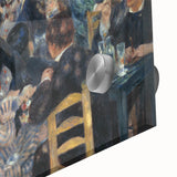 Mid-century modernist art of abstract forms in muted earth tones on acrylic glass, ideal for dining room art.