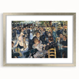 Textured abstract art print of a Pierre-Auguste Renoir painting in silver frame with mat, featuring soft pastel shades.