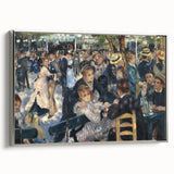 Framed canvas of a Pierre-Auguste Renoir landscape painting, featuring colorful scenery and silver frame.