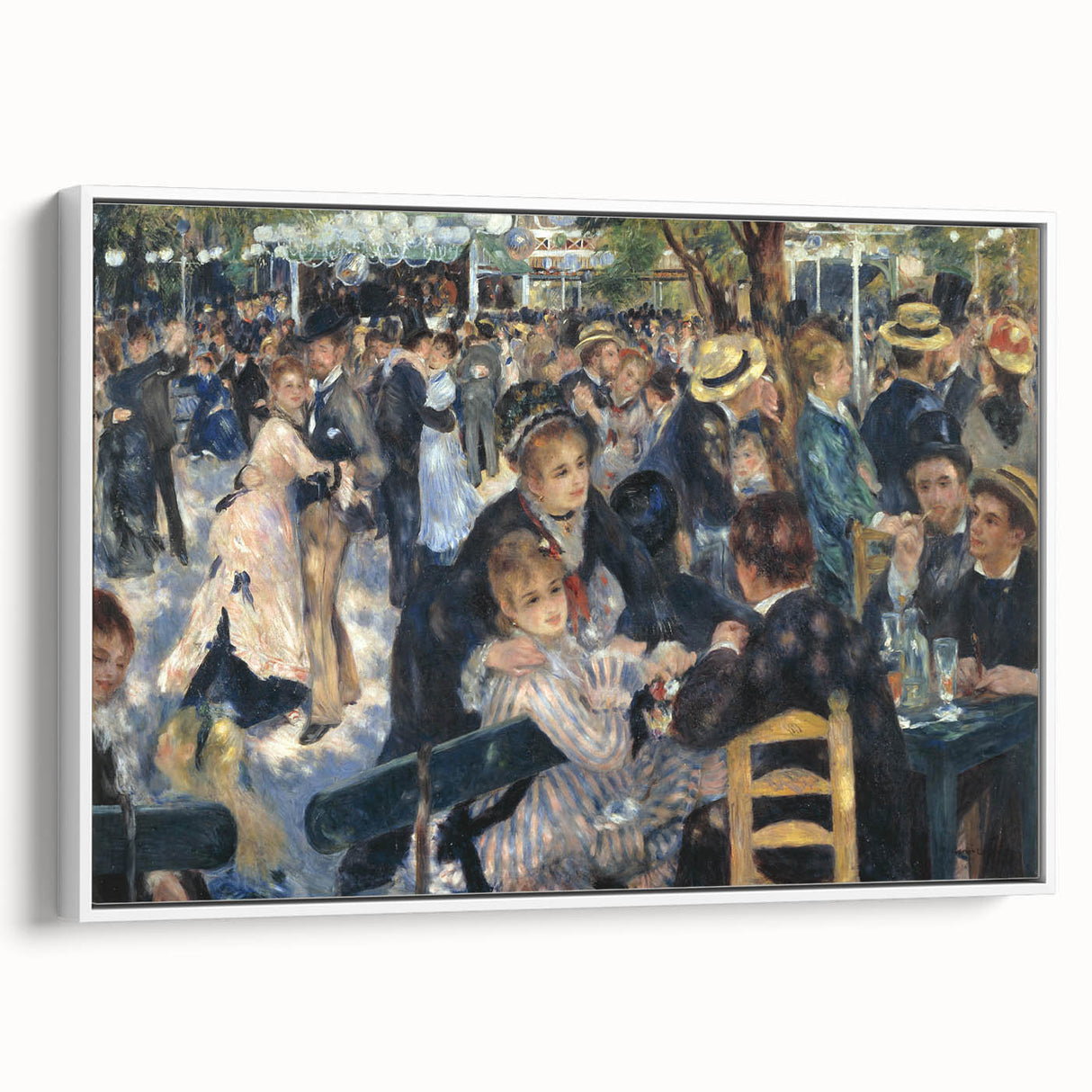 Vintage poster art of a colorful Pierre-Auguste Renoir painting, framed canvas, ideal for living room decor.