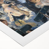 Art deco poster featuring a vibrant, colorful rendition of a Parisian street scene on rolled canvas.