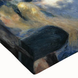 Black and white landscape painting on stretched canvas featuring a serene river scene, ideal for bedroom wall art.