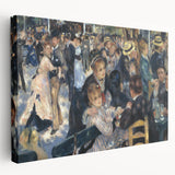 Side view of a stretched canvas featuring a Pierre-Auguste Renoir impressionist painting, ideal for kitchen wall art.