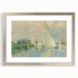 Textured art print by Pierre-Auguste Renoir featuring abstract forms in soft pastel shades, framed in silver.