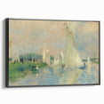 Black and white framed canvas of a Renoir landscape painting in vintage poster style, ideal for bedroom wall art.