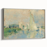 Framed canvas of a Pierre-Auguste Renoir landscape painting with colorful art on a black background.