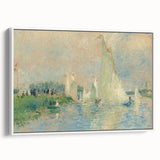 Framed canvas of a vintage poster art featuring a Pierre-Auguste Renoir painting with colorful art.