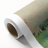 Art Deco poster of a Pierre-Auguste Renoir painting on rolled canvas, featuring soft pastel shades.