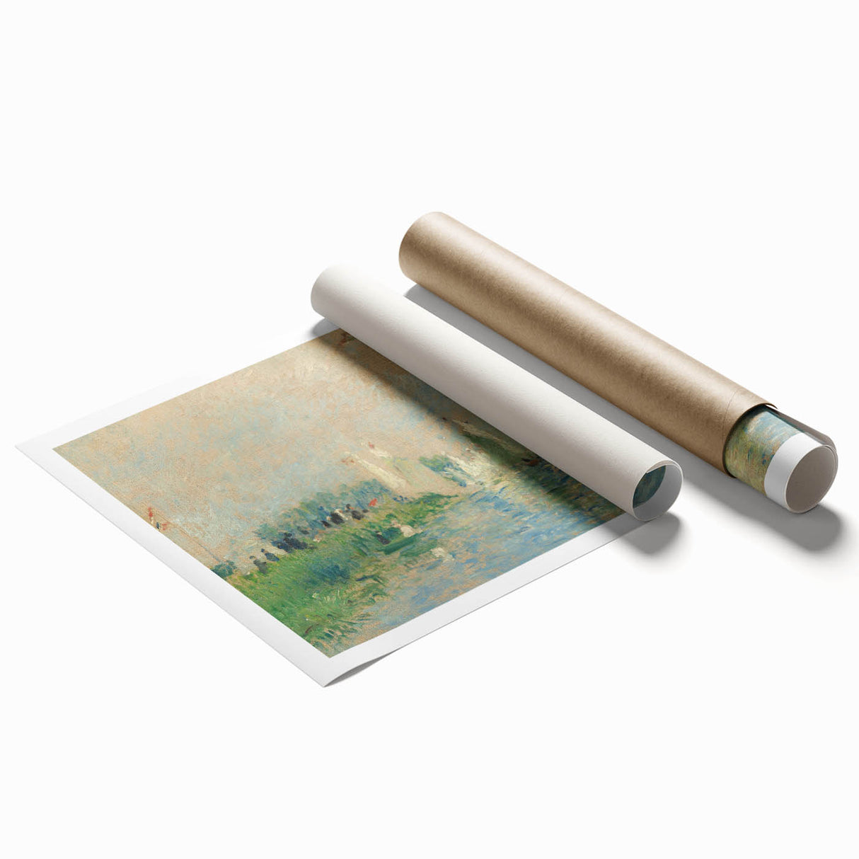 Extra large rolled print of Pierre-Auguste Renoir's floral art in muted tones.