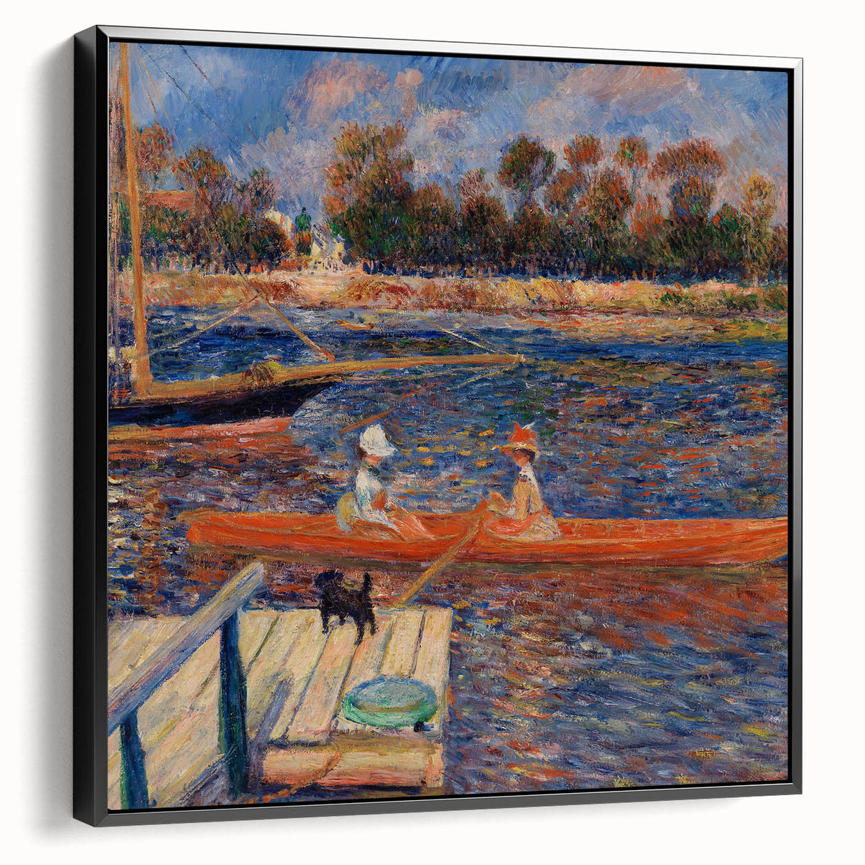 Black and white vintage poster art of a landscape painting on a framed canvas, ideal for bedroom wall decor.
