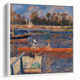 Vintage poster art of a colorful Pierre-Auguste Renoir painting on a large framed canvas, ideal for living room decor.