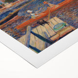 Art deco poster of a Pierre-Auguste Renoir painting on rolled canvas, featuring soft pastel shades.