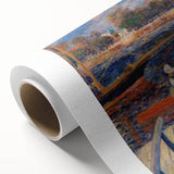 Art Deco style poster of a colorful garden scene on rolled canvas, suitable for nursery wall art or dining room decor.