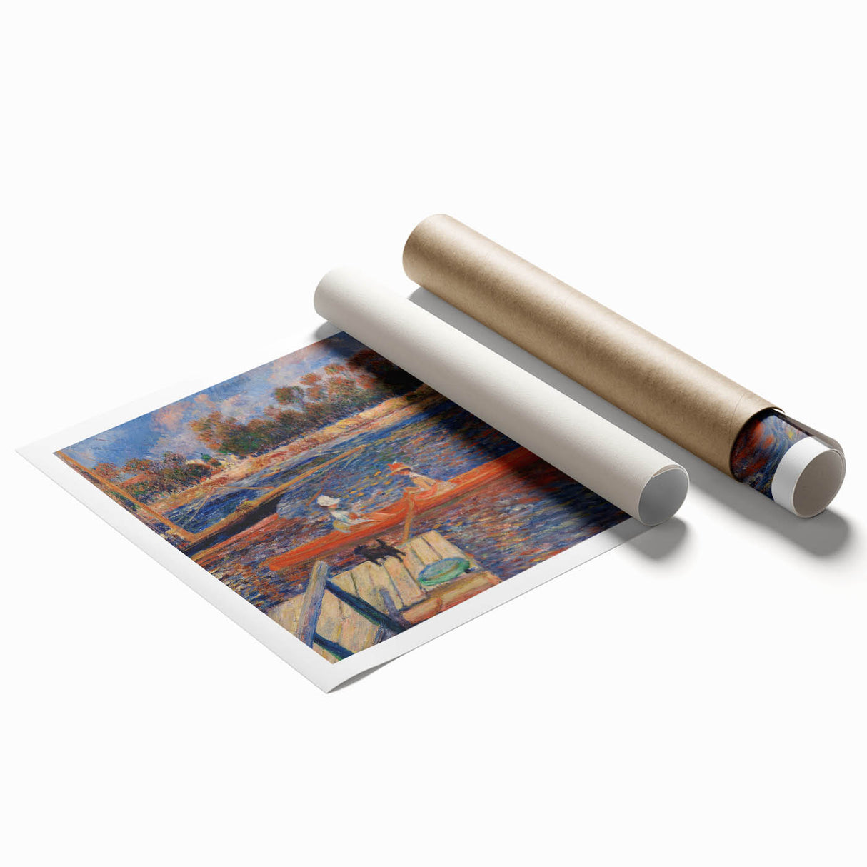 Extra large rolled print of a Renoir floral painting in soft pastel shades, ideal for classy bathroom wall art.