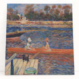 Black and white print of Pierre-Auguste Renoir's painting on stretched canvas, ideal for kitchen wall art.