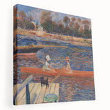 Side view of a Pierre-Auguste Renoir inspired stretched canvas depicting a lively impressionist scene.
