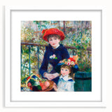 Abstract art print of a colorful, impressionistic garden scene on a white-framed canvas.