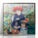 Mid-century modernist art featuring a Pierre-Auguste Renoir design in silver framed acrylic, suitable for nursery wall art.