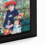 Close-up of a textured black wall art by Pierre-Auguste Renoir featuring colorful impressionist style.