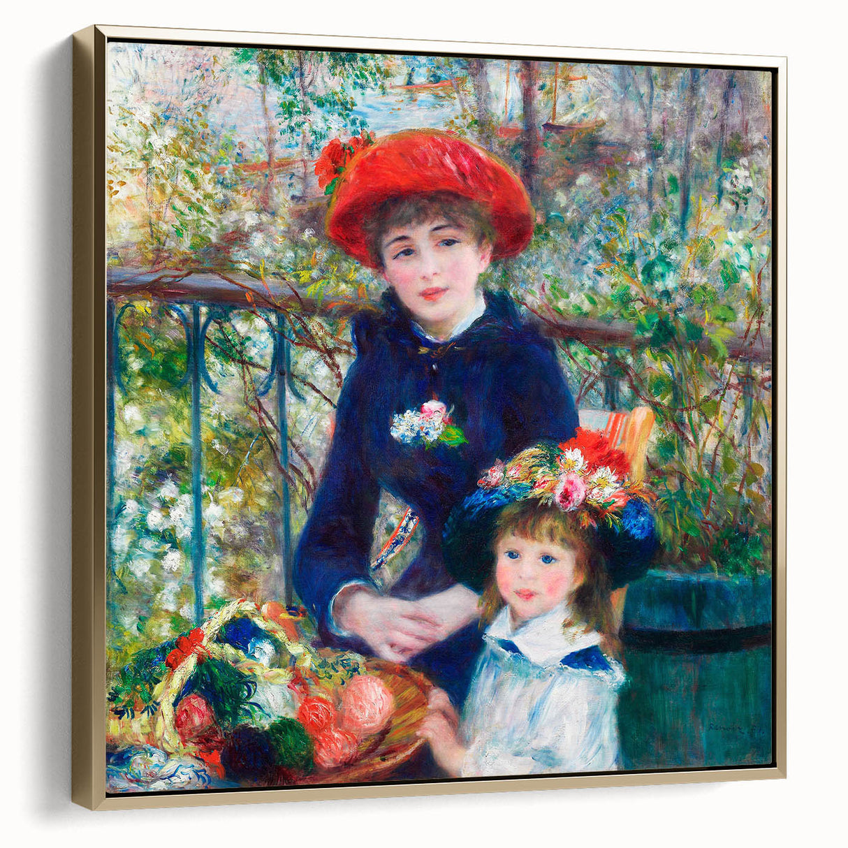Framed canvas featuring a landscape painting by Pierre-Auguste Renoir in muted earth tones, ideal for bedroom wall art.