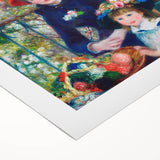 Art deco poster featuring a Pierre-Auguste Renoir painting, with soft pastel tones on rolled canvas.