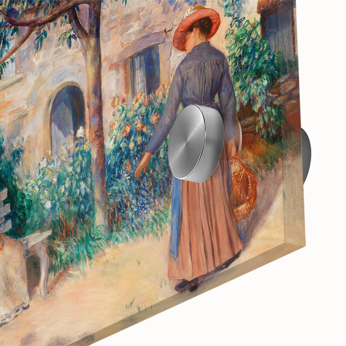Mid-century modernist art by Pierre-Auguste Renoir featuring abstract forms in vibrant hues on acrylic glass.