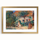 Extra large abstract print of textured art by Pierre-Auguste Renoir in a gold frame, ideal for living room decor.