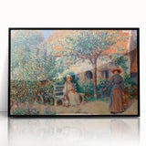 Large abstract wall art by Pierre-Auguste Renoir featuring vivid colors on a black framed acrylic.
