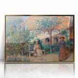 Framed acrylic print of Pierre-Auguste Renoir's painting in gold frame, featuring soft pastels, ideal for nursery wall art.