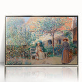 Mid-century modernist art by Pierre-Auguste Renoir, featuring muted pastel shades on a framed acrylic.