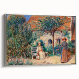 Vintage poster art of a colorful landscape painting on a framed canvas, ideal for brightening a living room.