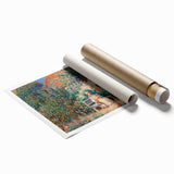 Extra large rolled print of Pierre-Auguste Renoir's floral art in pastel shades, ideal for classy bathroom wall art.
