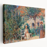 Side view of a stretched canvas featuring Pierre-Auguste Renoir's impressionist artwork, ideal for kitchen wall art.