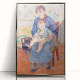 Mid-century modernist art by Pierre-Auguste Renoir featuring soft pastel colors on a silver-framed acrylic print.