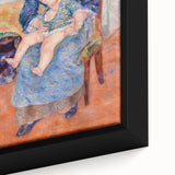 Extra large black wall art featuring a close-up of colorful, textured brush strokes by Pierre-Auguste Renoir, framed canvas.