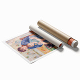 Extra large rolled print of Pierre-Auguste Renoir's floral art in soft, pastel tones, ideal for classy bathroom wall art.