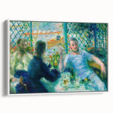 Vintage poster art of a colorful Pierre-Auguste Renoir painting on a large framed canvas, ideal for living room decor.
