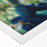 Art deco poster of a Pierre-Auguste Renoir painting on rolled canvas, featuring soft pastel tones.