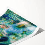 Extra large rolled print of line art flowers in soft pastel shades, suitable as large living room wall art.