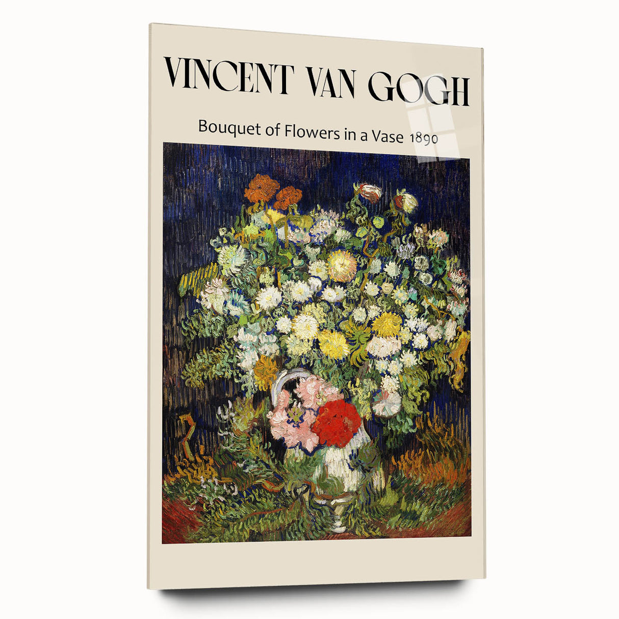 Side view of a large abstract wall art featuring Van Gogh-inspired design on acrylic glass.