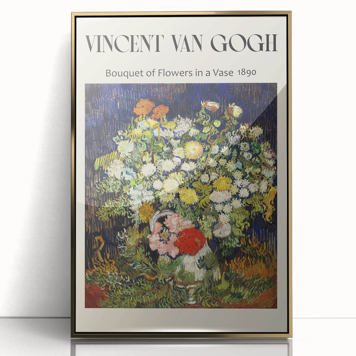 Framed acrylic print of Vincent Van Gogh's artwork in gold frame, showcasing vibrant colors and impressionist style.
