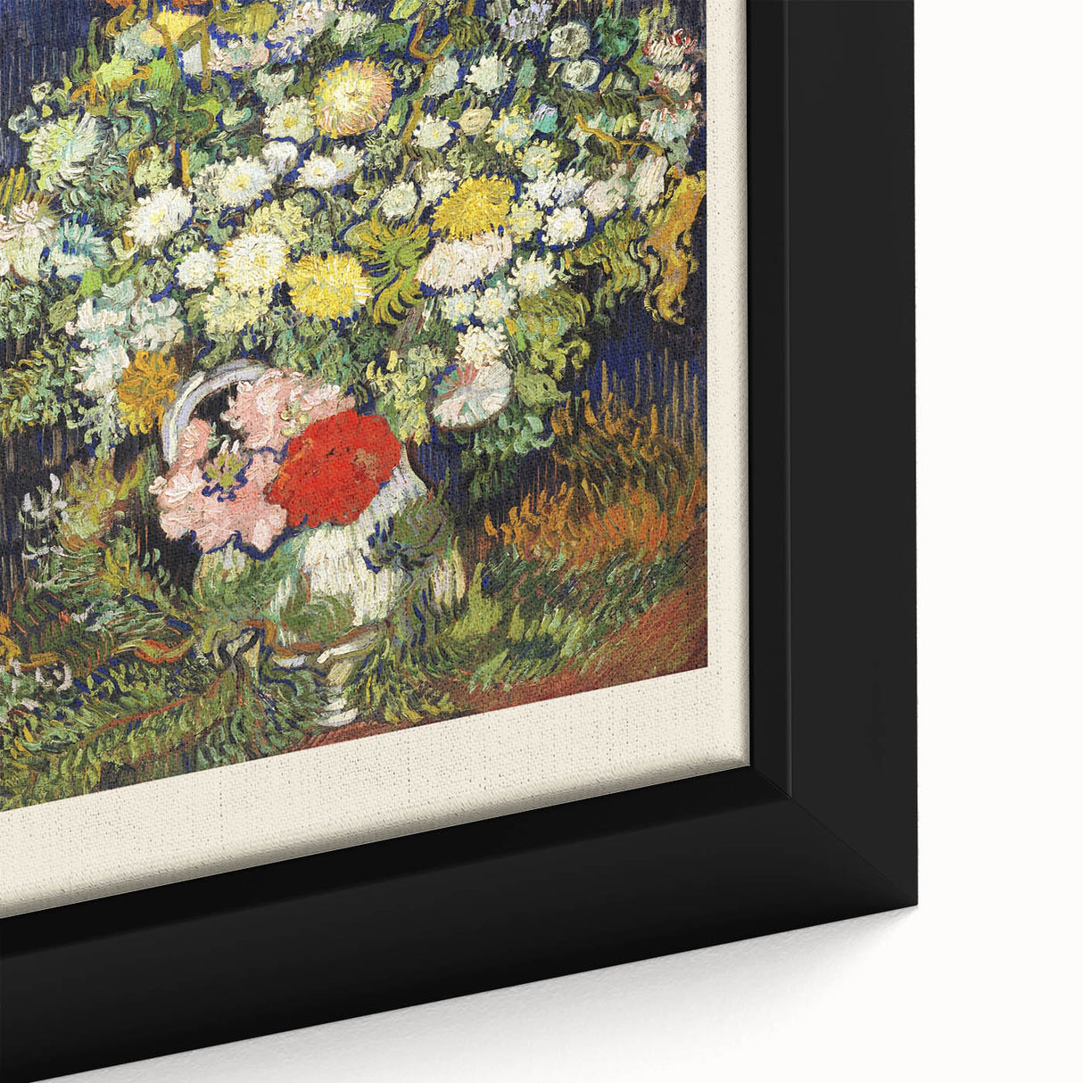 Extra large framed canvas featuring a close-up of colorful, textured art in the style of Vincent van Gogh.