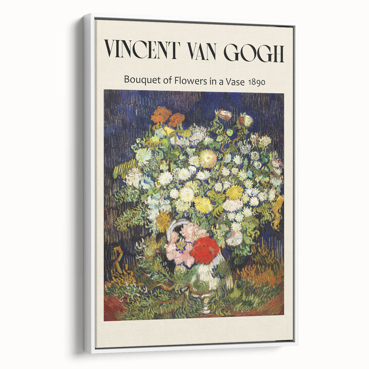 Extra large framed canvas of a colorful vintage poster art depicting Vincent van Gogh's style, ideal for living room decor.